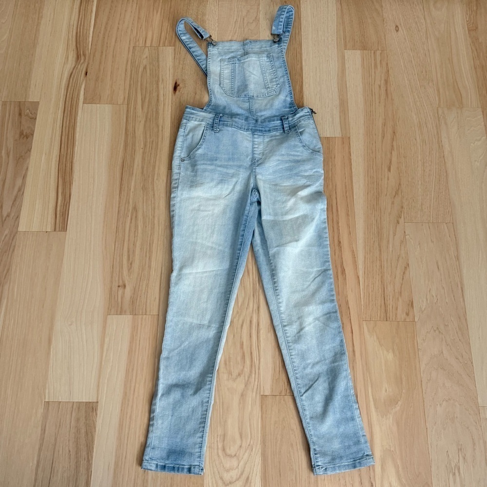 Wildflower Light Blue Denim Overalls With Side Zipper‎ Size Small